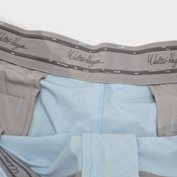 Walter Hagen Men's 42 P11 Micro Lines Soft Blue Golf Shorts 9" Inseam Gripper - Picture 5 of 8